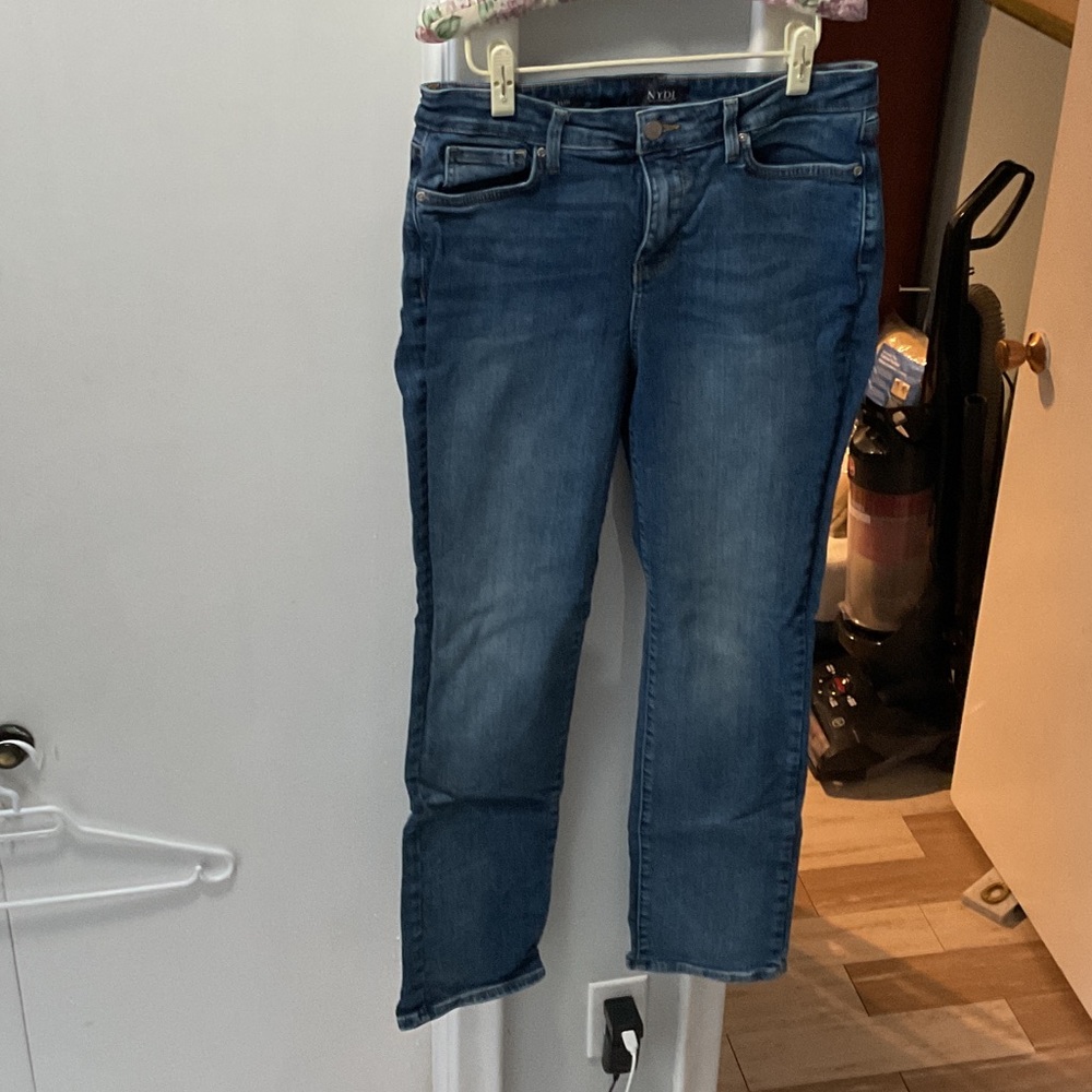 P493. NYDJ Sheri Slim Dark Blue Straight Jeans |10